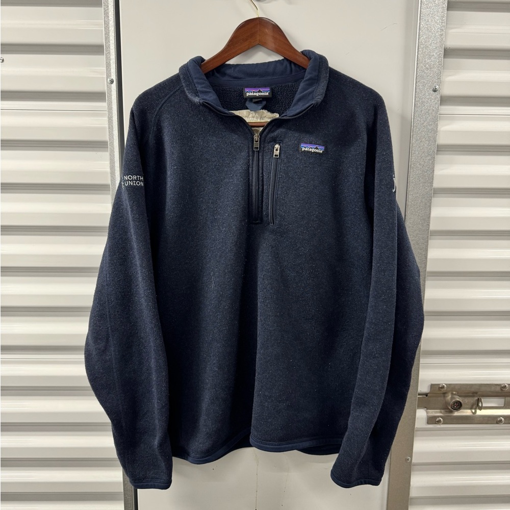 Patagonia Full Zip Up Sweatshirt‎ Blue Company Embroidered Mens XL Utility Work